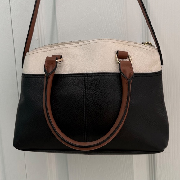 CALVIN KLEIN | Black Ivory & Brown Small Leather Crossbody Bag - Picture 2 of 7